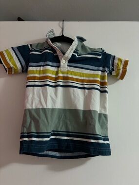 Tea Collection Striped Polo in Blue, White, Green & Mustard